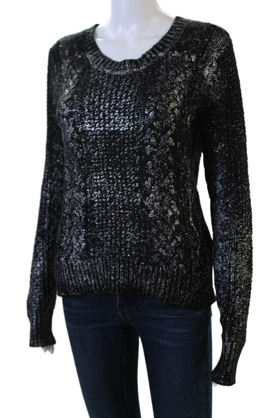 Michael Michael Kors Women Pullover Sweater Black Crew Neck Angora Blend Size S