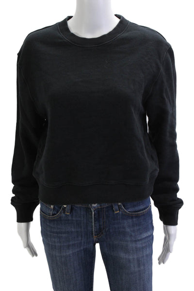 Carbon 38 Womens Pullover Sweatshirt Black Organic Cotton Long Sleeve Size S