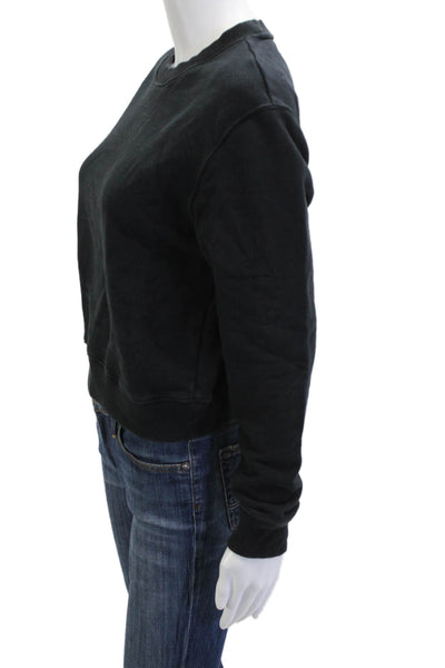 Carbon 38 Womens Pullover Sweatshirt Black Organic Cotton Long Sleeve Size S