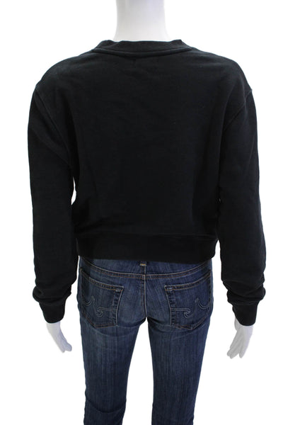 Carbon 38 Womens Pullover Sweatshirt Black Organic Cotton Long Sleeve Size S