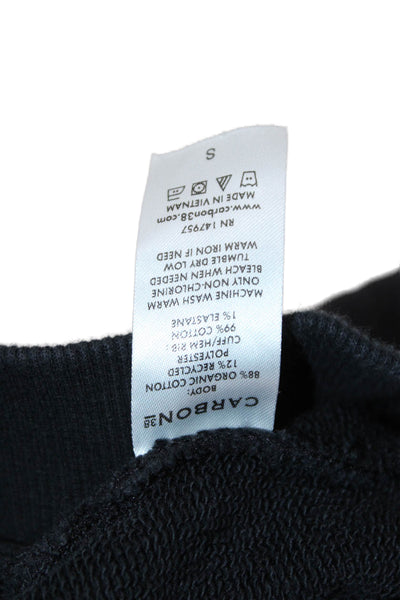 Carbon 38 Womens Pullover Sweatshirt Black Organic Cotton Long Sleeve Size S