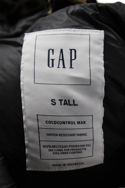 Gap Womens Beige Puffer Quilted Animal Print Polyester Jacket Size S Tall