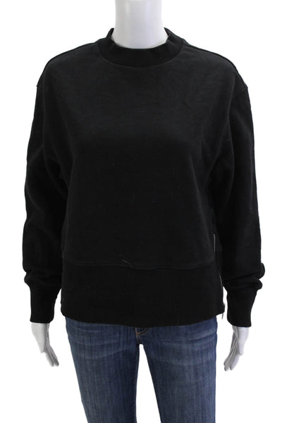 Varley Women Pullover Sweatshirts Black Zip Crew Neck Cotton Blend Size S