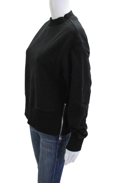 Varley Women Pullover Sweatshirts Black Zip Crew Neck Cotton Blend Size S