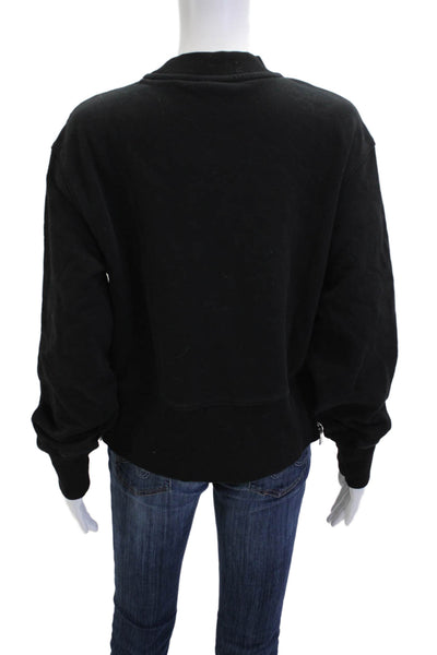 Varley Women Pullover Sweatshirts Black Zip Crew Neck Cotton Blend Size S