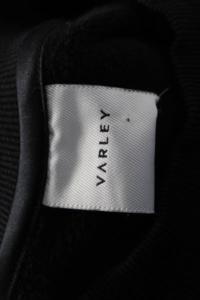 Varley Women Pullover Sweatshirts Black Zip Crew Neck Cotton Blend Size S