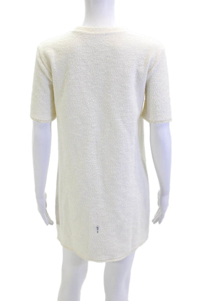 Zara Womens Shift T Shirt Dress White Linen Blend Short Sleeve Crew Neck Size S