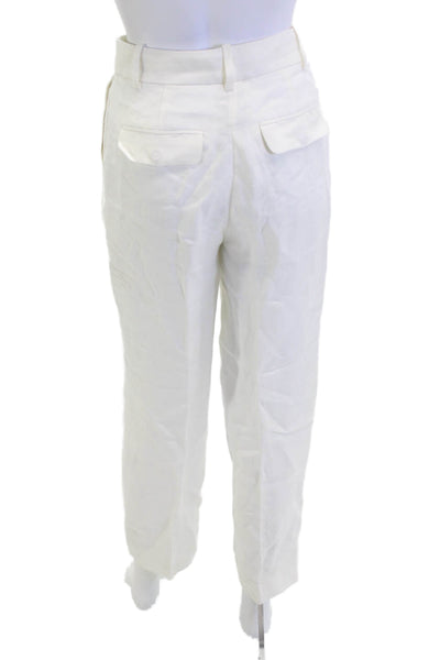 J Crew Women Cropped Dress Pants White Linen Cupro Button Petite Size 00