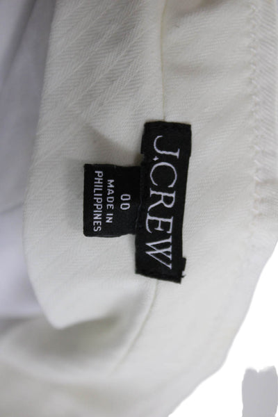 J Crew Women Cropped Dress Pants White Linen Cupro Button Petite Size 00