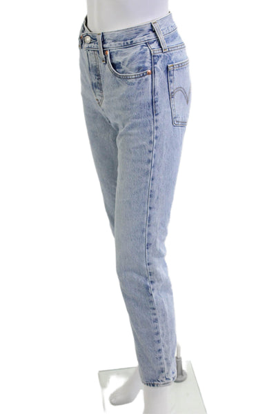 Levis Women Mom Cropped Jeans Light Blue 100% Cotton Button Closure Size 23
