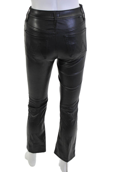 Mother Womens Cropped Jegging Biker Pants Black Button Mid Rise Size 24
