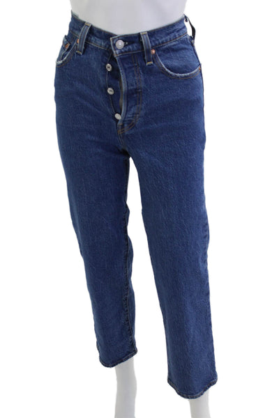 Levis Women Mom Tapered Jeans High Rise Blue 99% Cotton 1% Elastane Size 23