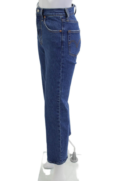 Levis Women Mom Tapered Jeans High Rise Blue 99% Cotton 1% Elastane Size 23