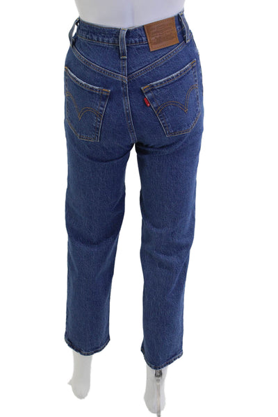 Levis Women Mom Tapered Jeans High Rise Blue 99% Cotton 1% Elastane Size 23