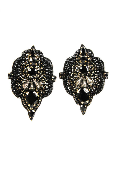 Mignonne Gavigan Womens Black Leather Crystal + Bead Lindsay Earrings