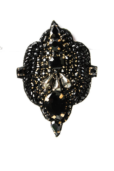 Mignonne Gavigan Womens Black Leather Crystal + Bead Lindsay Earrings
