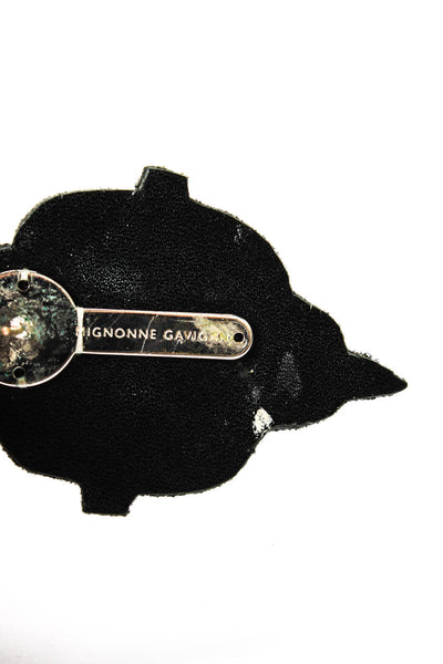 Mignonne Gavigan Womens Black Leather Crystal + Bead Lindsay Earrings