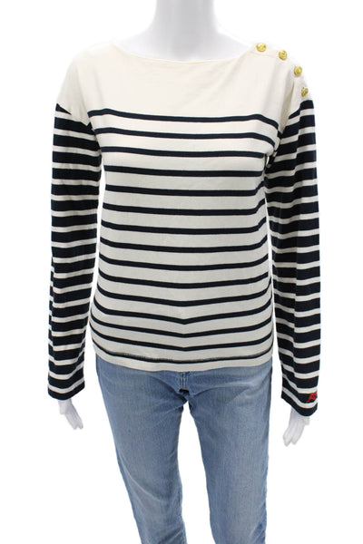 Rag & Bone Unisex Pullover Striped Cotton Sweater Long Sleeve Button Size XS