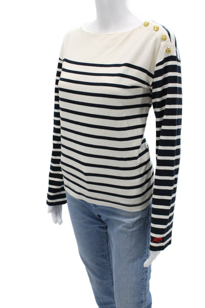 Rag & Bone Unisex Pullover Striped Cotton Sweater Long Sleeve Button Size XS