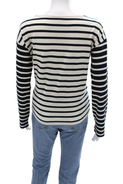 Rag & Bone Unisex Pullover Striped Cotton Sweater Long Sleeve Button Size XS