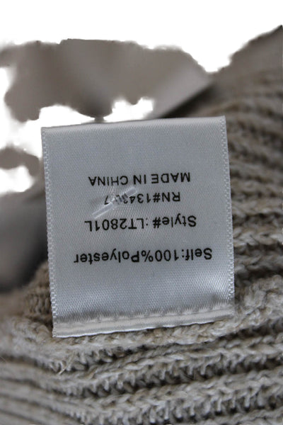 Line & Dot Unisex Pullover Sweater Beige High Neck Zip Long Sleeve Size XS
