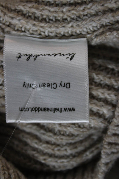 Line & Dot Unisex Pullover Sweater Beige High Neck Zip Long Sleeve Size XS