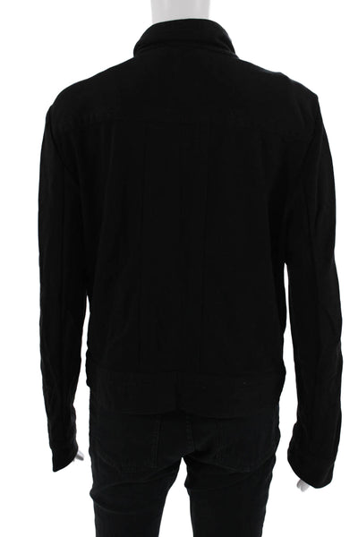 St. John Sport Women Black Cotton Blend Zip Jacket High Neck Long Sleeve Size M
