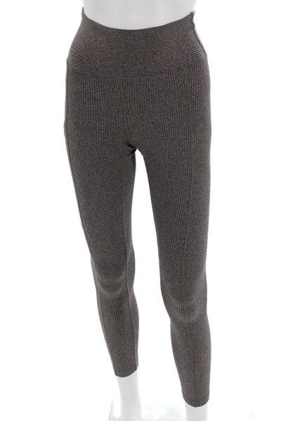 Year Of Ours Womens Dark Gray Striped Ankle Leggings Size XS