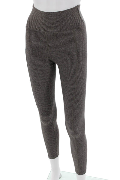Year Of Ours Womens Dark Gray Striped Ankle Leggings Size XS