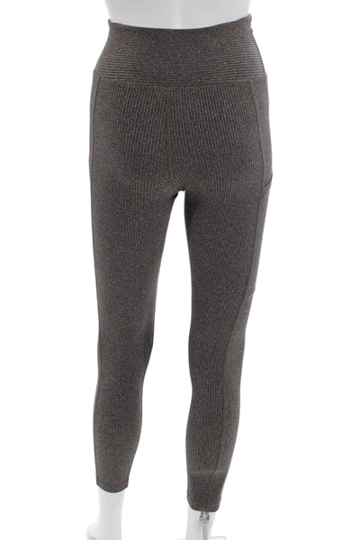 Year Of Ours Womens Dark Gray Striped Ankle Leggings Size XS