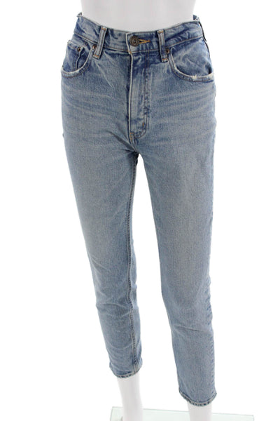 Moussy Womens Light Blue Ankle Cropped Mid-Rise Jeans Size 24