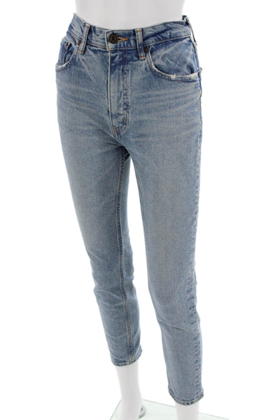Moussy Womens Light Blue Ankle Cropped Mid-Rise Jeans Size 24