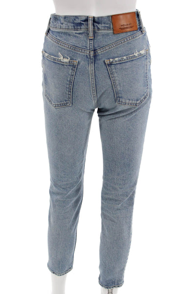 Moussy Womens Light Blue Ankle Cropped Mid-Rise Jeans Size 24