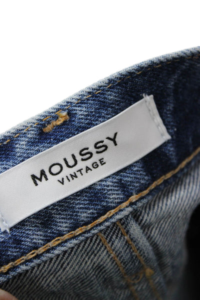 Moussy Women Blue Mid-Rise Ankle Cropped Cotton Jeans Petite Size 24