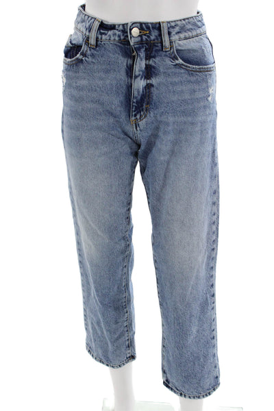 Icon Denim Womens Cropped Mom Jeans Blue Mid-Rise 26in Cotton Size 24