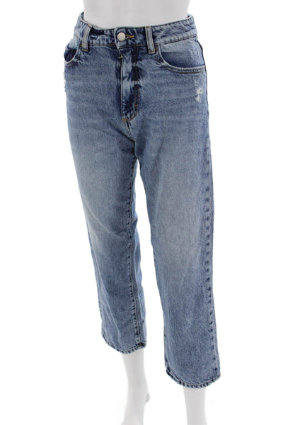 Icon Denim Womens Cropped Mom Jeans Blue Mid-Rise 26in Cotton Size 24