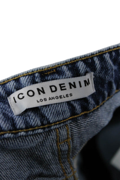 Icon Denim Womens Cropped Mom Jeans Blue Mid-Rise 26in Cotton Size 24