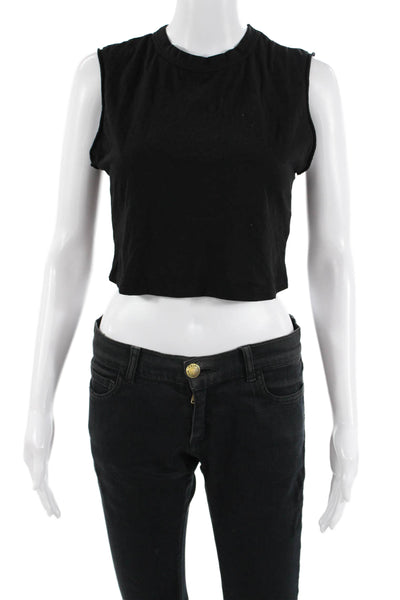 Cotton Citizen Women Cropped Black Tank Crewneck Supima Cotton Size XS