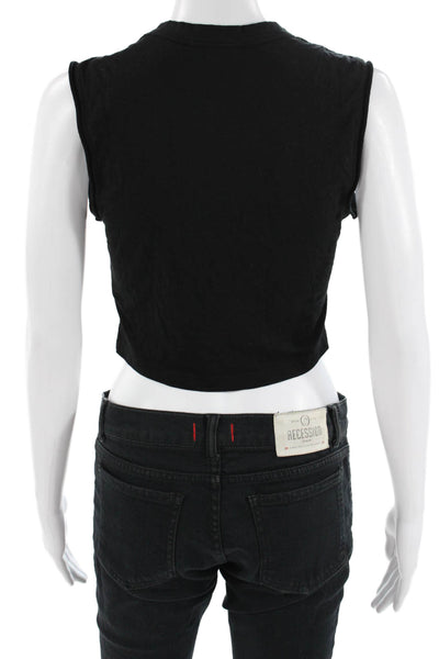 Cotton Citizen Women Cropped Black Tank Crewneck Supima Cotton Size XS