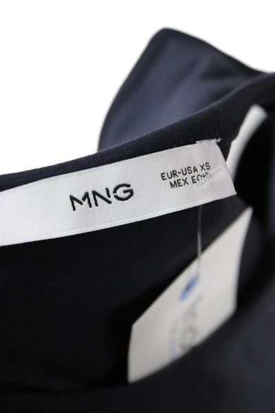 MNG Womens Basic Dark Blue Crew Neck Tank Solid Sleeveless Size XS