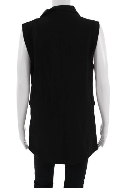 Cupcakes And Cashmere Womens Black Sleeveless Button Blazer Vest Size S