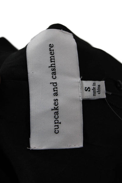 Cupcakes And Cashmere Womens Black Sleeveless Button Blazer Vest Size S