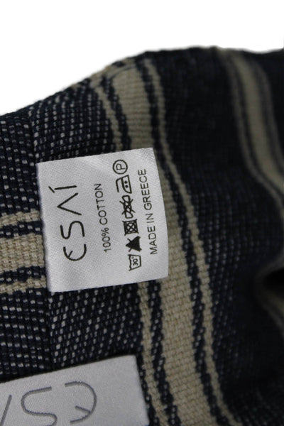Esai Women Sleeveless Cropped Striped Dark Blue Cotton Top Buckle Size S