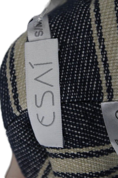 Esai Women Sleeveless Cropped Striped Dark Blue Cotton Top Buckle Size S
