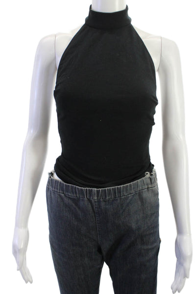 Kookai Women Mock Neck Sleeveless Tank Black 90s Size 34