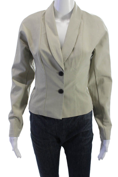 Eaves Womens Blazer Beige Collared Button Long Sleeve Classic Size XS