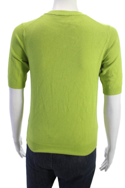Zara Women Cardigan Green Crew Neck Short Sleeve Viscose Size S