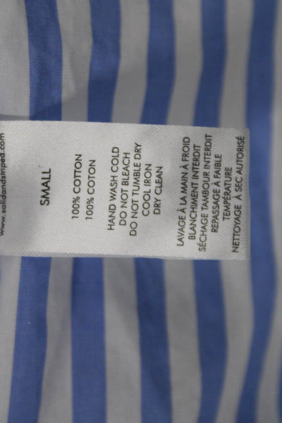 Solid & Striped Womens Collared Cotton Button-Up Top Blue Long Sleeve Size S