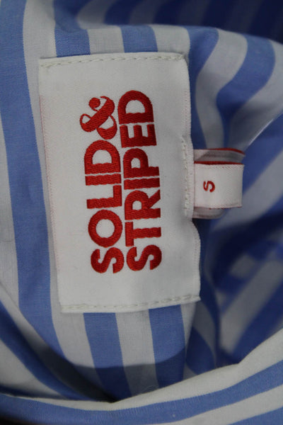 Solid & Striped Womens Collared Cotton Button-Up Top Blue Long Sleeve Size S