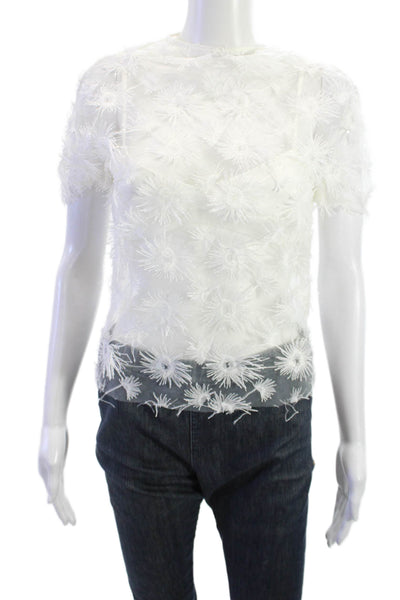 Anna Quan Women Floral Sleeveless Blouse White Polyester Size 2
